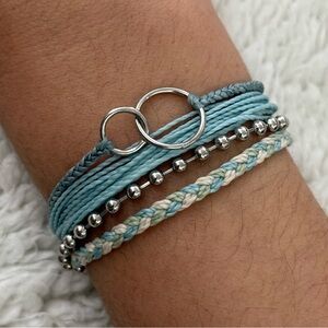Pura Vida Silver Blue Braided Bracelet Set